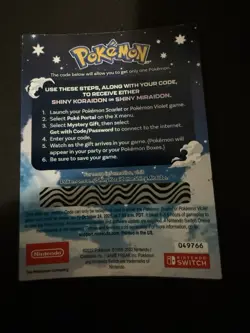 Shiny Koraidon Or Miraidon Pokemon Scarlet Violet Code Card - Gamestop - Image 2