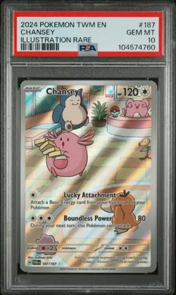 2024 POKEMON TWM EN-TWILIGHT MASQUERADE ILLUSTRATION RARE #187 CHANSEY PSA 10 - Image 1