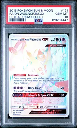 2018 POKEMON SUN & MOON ULTRA PRISM #161 FULL ART/DAWN WINGS NECROZMA GX PSA 10 - Image 1