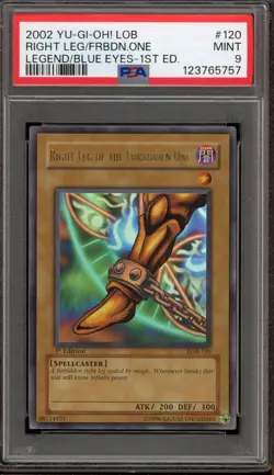Yu-Gi-Oh! Right Leg of the Forbidden One Legend/Blue Eyes 1st Ed LOB-120 PSA 9 - Image 1