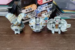 Bakugan B1 Haos Falconeer, Robotallion, & Laserman Gray Set W/ Vintage Card! - Image 2