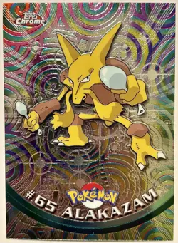 ALAKAZAM #65, Series 1 - 2000, Topps TV Animation Edition Chrome Pokemon Card - Image 1