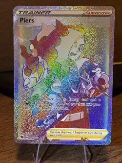 Pokemon TCG Champion's Path Full Art Secret Rainbow Rare Card Piers 078/073 NM - Image 1