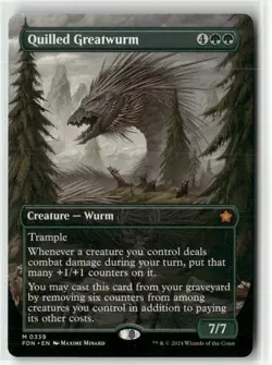 Quilled Greatwurm (Borderless) 339 NM MTG Foundations Magic - Image 1