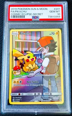 Pokemon Cosmic Eclipse - Pikachu Full Art Secret Rare 241/236 - PSA 10 Gem Mint - Image 1