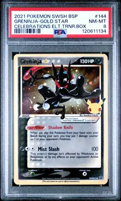 2021 POKEMON SWSH BLACK STAR PROMO #144 GRENINJA-GOLD STAR PSA 8 - Image 1