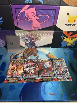 Pokemon TCG Scarlet and Violet Paradox Rift Booster Packs Set of 4 - All Artwork - Image 1