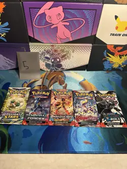 Lot of 5 Pokemon TCG - Scarlet and Violet And Sword & Shield Booster Packs - Image 1