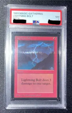 1993 MTG Lightning Bolt Beta LEB PSA7 Vintage Red Instant Christopher Rush Art - Image 1