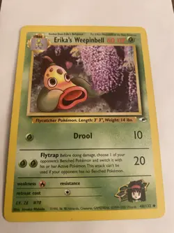 Erika's Weepinbell Gym Heroes 48/132 Regular Unlimited Vintage Pokemon TCG MP - Image 1