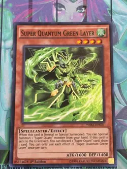 Yugioh 1x Super Quantum Green Layer WIRA-EN031 Wing Raiders Super Rare 1st Ed NM - Image 1