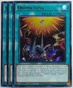 Yugioh x3 Onomatopia Ultra Rare BLMM-EN163 Ultra Rare 1st Edition - Image 1
