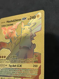 POKEMON PIKACHU & ZEKROM GX TAG TEAM GOLD FOIL RAINBOW CARD Gold Foil Fan Art - Image 4