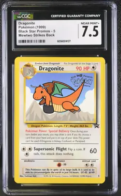 CGC 7.5 Dragonite 1999 Black Star Promos 5 Mewtwo Strikes Back Pokemon Card - Image 1
