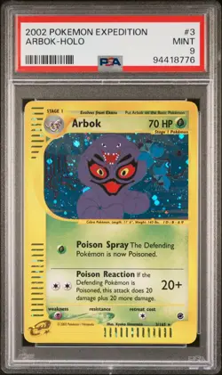 Pokemon Card Arbok Rare Holo PSA 9 Mint, Expedition Series #3, 2002 - Image 1