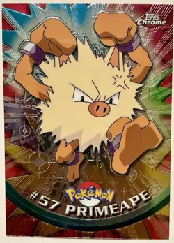 PRIMEAPE #57, Series 1 - 2000, Topps TV Animation Edition Chrome Pokemon Card - Image 1