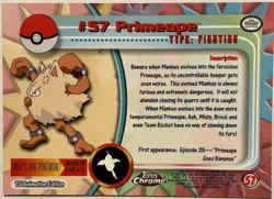 PRIMEAPE #57, Series 1 - 2000, Topps TV Animation Edition Chrome Pokemon Card - Image 4