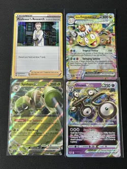 Pokemon Cards Unown, Spidops, Alolan Exeggutor, Professors Research (lot131) - Image 1