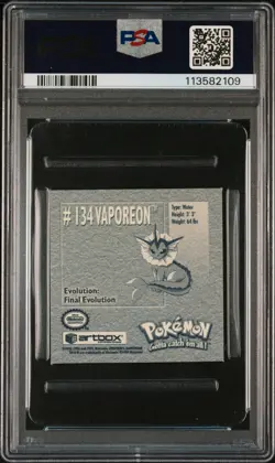 1999 POKEMON STICKERS SERIES 1 #134 VAPOREON PSA 8 - Image 2