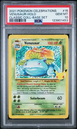 2021 POKEMON CELEBRATIONS CLASS COLL. #15 VENUSAUR HOLO PSA 10 - Image 1