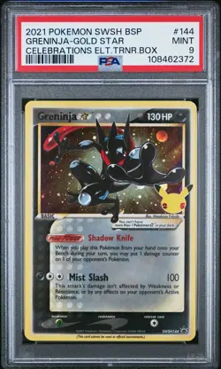 2021 POKEMON SWSH BLACK STAR PROMO #144 GRENINJA-GOLD STAR PSA 9 - Image 1