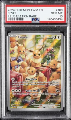 2024 POKEMON TWM EN-TWILIGHT MASQUERADE ILLUSTRATION RARE #188 EEVEE PSA 10 - Image 1