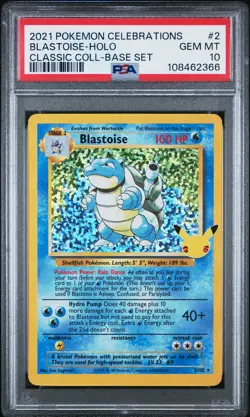 2021 POKEMON CELEBRATIONS CLASSIC COLLECTION#2 BLASTOISE-HOLO PSA 10 - Image 1