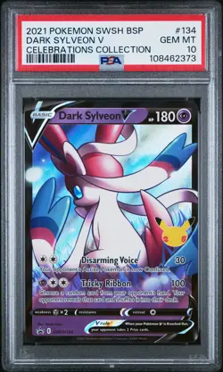 2021 POKEMON SWSH BLACK STAR PROMO CELEBRATIONS COLL #134 DARK SYLVEON V PSA 10 - Image 1