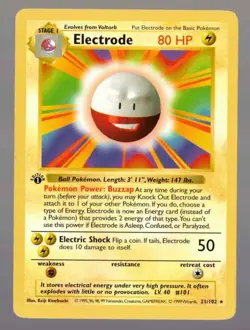 Electrode #21/102 Pokemon Base Set 1st Edition Shadowless Vintage WOTC - Image 1