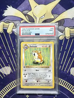 Pokemon 1999 1st Edition Shadowless Raticate 40/102 - PSA 9 - Image 1