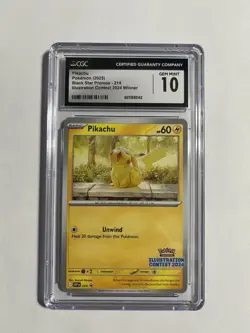 Pikachu Black Star Promo 214 Illustration Contest 2024 Pokemon CGC Gem Mint 10 - Image 1