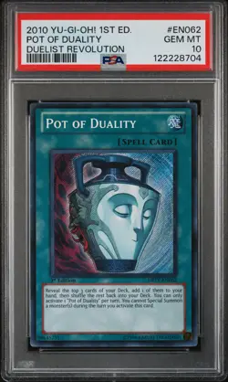 2010 YU-GI-OH! DREV-DUELIST REVOLUTION 1ST ED #EN062 POT OF DUALITY PSA 10 - Image 1