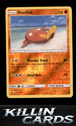 Reverse Holofoil Stunfisk 46/73 Pokemon Common Shining Legends Card NM - Image 1