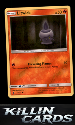 Reverse Holofoil Litwick 11/145 Pokemon Common SM - Guardians Rising Card NM - Image 1