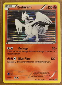 Reshiram BW004 Black & White Black Star Promo Holo Pokemon Card LP/MP - Image 1