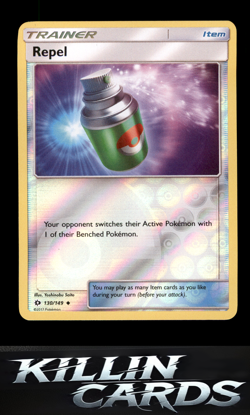 Reverse Holofoil Repel 130/149 Pokemon Uncommon SM Base Set Card NM - Image 1