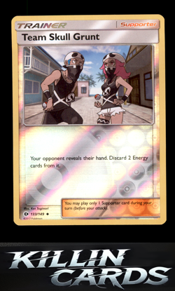 Reverse Holofoil Team Skull Grunt 133/149 Pokemon Uncommon SM Base Set Card NM - Image 1