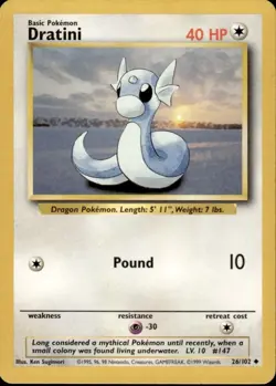 DRATINI - 26/102 Base Set Unlimited LP/NM - Regular Common - Pokemon TCG Card - Image 1
