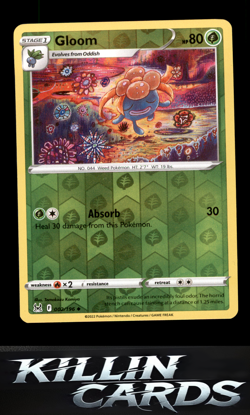 Reverse Holofoil Gloom 002/196 Pokemon Uncommon SWSH11: Lost Origin Card NM - Image 1