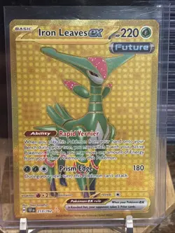 Pokemon Card Iron Leaves ex 213/162 Sv05: Temporal Forces Holo Gold Hyper Rare - Image 1