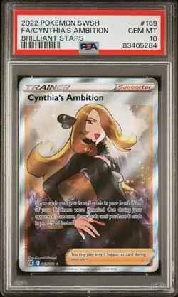 2022 POKEMON SWORD & SHIELD BRILLIANT STARS FULL ART/CYNTHIA'S AMBITION PSA 10 - Image 1