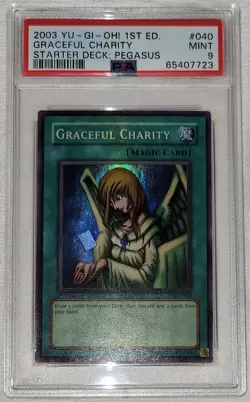 Yugioh Graceful Charity SDP-040 Starter Deck: Pegasus Super Rare PSA 9 Mint - Image 1