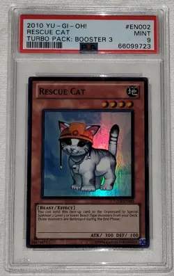 Yugioh Rescue Cat TU03-EN002 Turbo Pack: Booster Three Super Rare PSA 9 Mint - Image 1