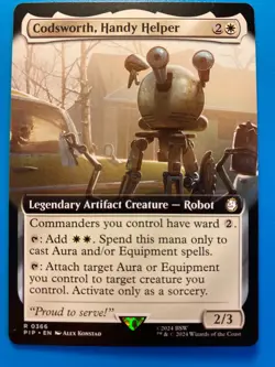 MTG 1x EXTENDED ART Codsworth, Handy Helper # 366 Universes Beyond Fallout x1 NM - Image 1