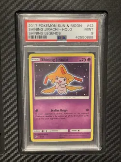 2017 PSA 9 Shining Jirachi #42 Holo Rare Pokemon TCG Sun & Moon Shining Legends - Image 1
