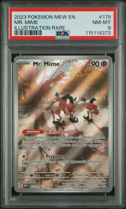 2023 POKEMON MEW EN-151 ILLUSTRATION RARE #179 MR. MIME PSA 8 - Image 1