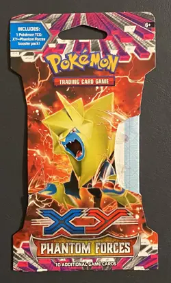 EMPTY Pokemon XY Phantom Forces M Mega Manetric EX Booster Pack Sleeve Cardboard - Image 1