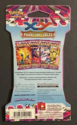 EMPTY Pokemon XY Phantom Forces M Mega Manetric EX Booster Pack Sleeve Cardboard - Image 2