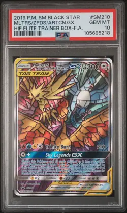 PSA 10 - Moltres & Zapdos & Articuno GX SM210 Promo Hidden Fates ETB Pokemon TCG - Image 1