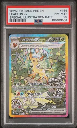 2025 POKEMON PRE EN-PRISMATIC EVOLUTIONS #144 LEAFEON EX PSA 8.5 - Image 1